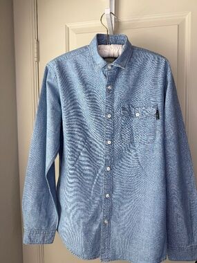 LP Jeans Louis Philippe Blue 100% Cotton‎ Long Sleeve Button Down Shirt Slim 39
